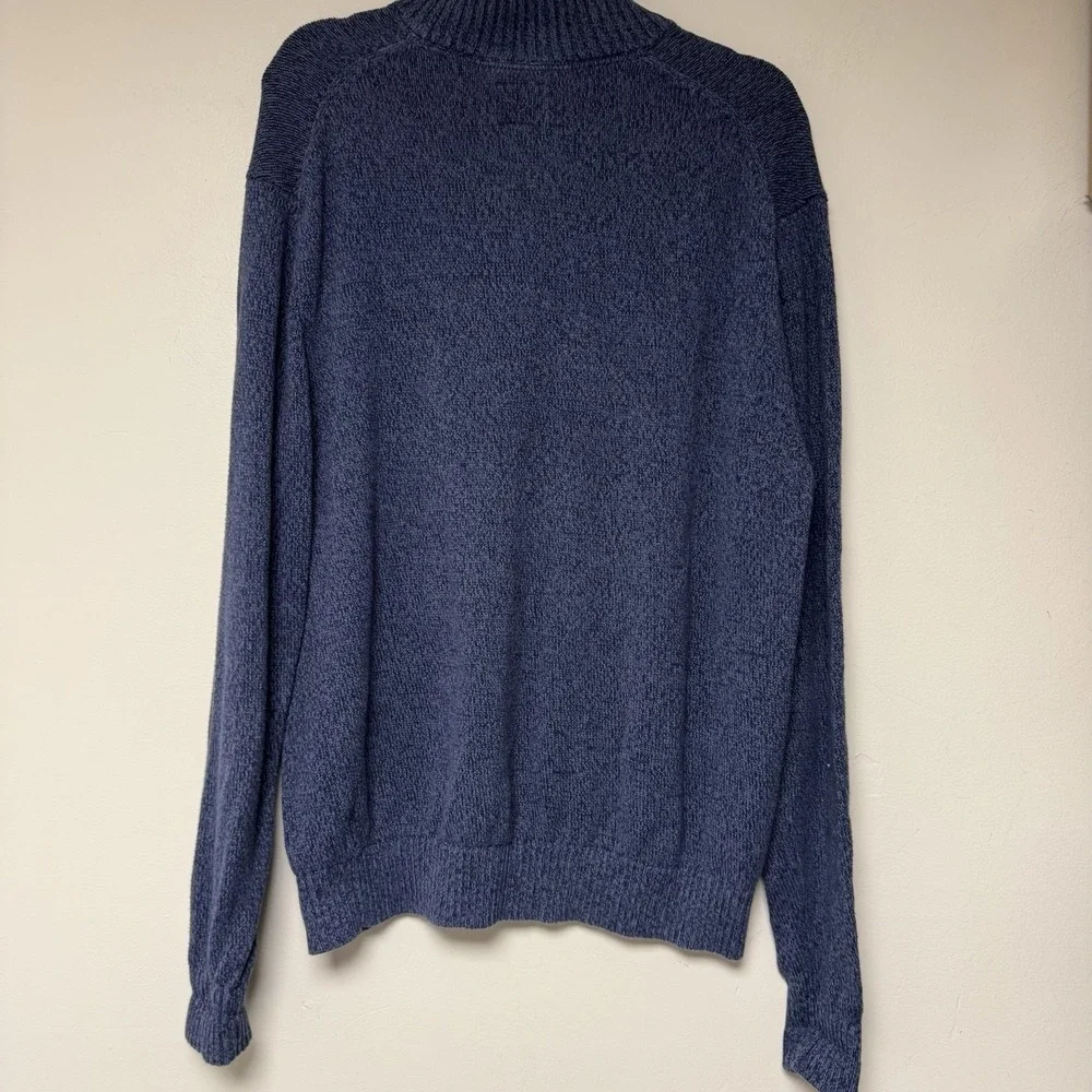 St Johns Bay Mens‎ XXL Blue Marl 100% Cotton Quarter Zip Pullover Sweater